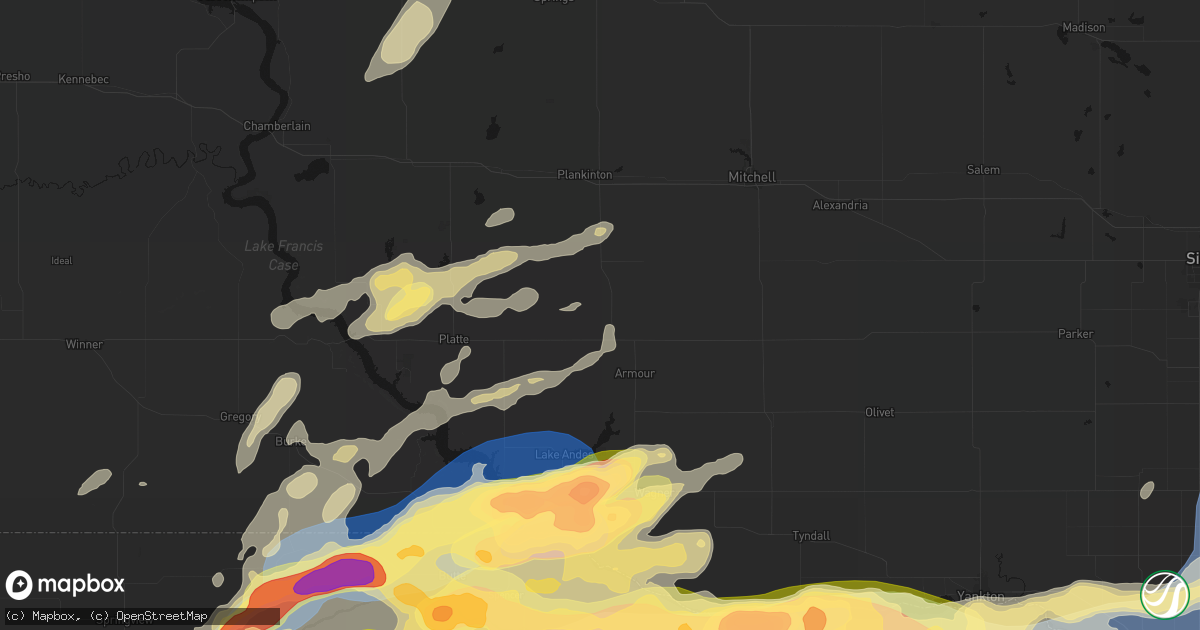 Hail map in Corsica, SD on September 1, 2026