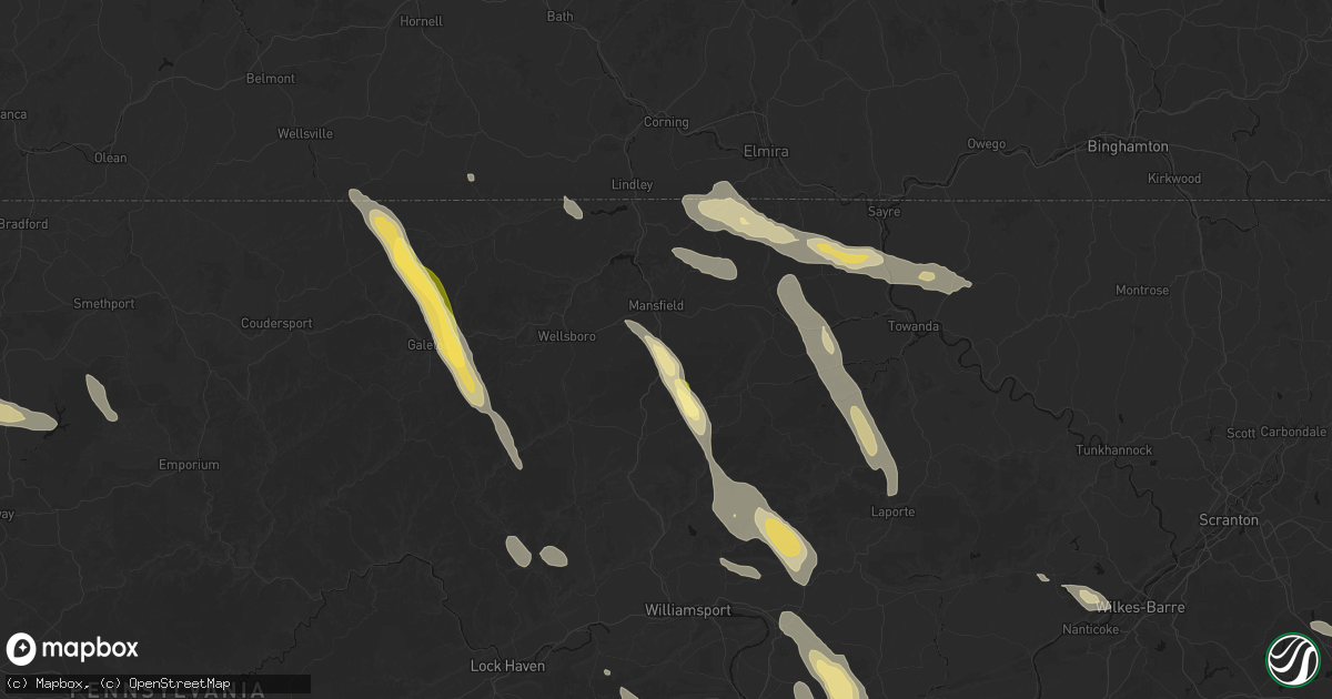 Hail map in Covington, PA on September 1, 2026