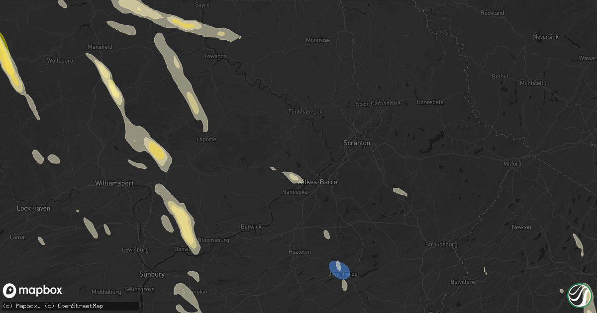 Hail map in Dallas, PA on September 1, 2026