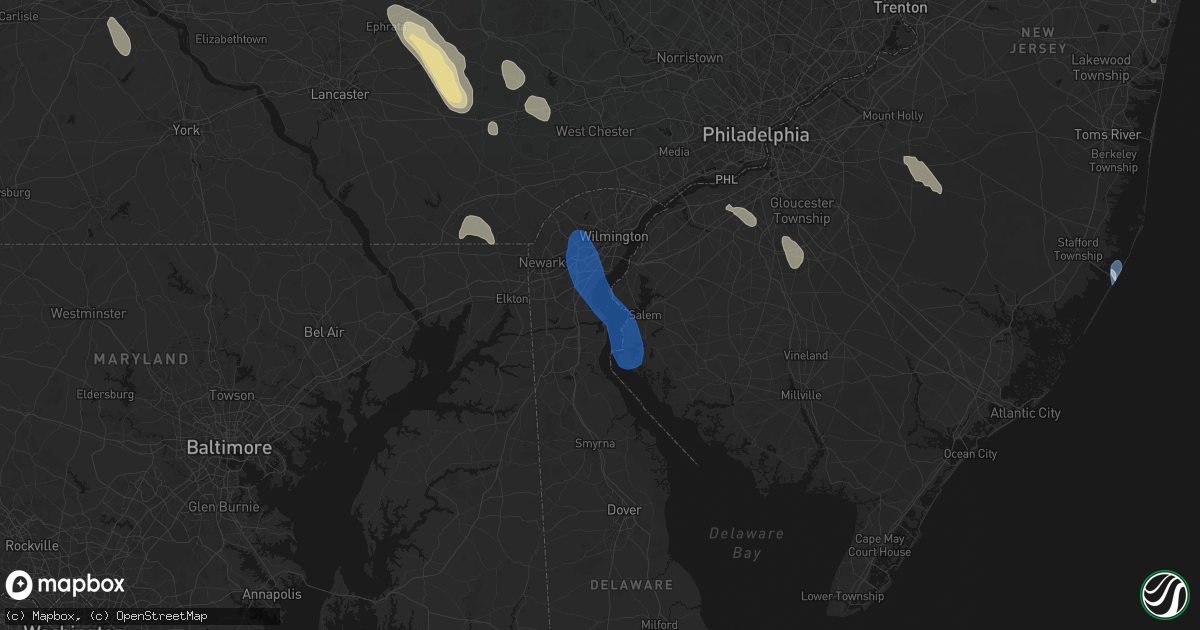 Hail map in Delaware City, DE on September 1, 2026