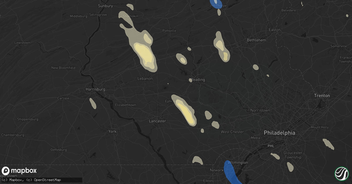 Hail map in Denver, PA on September 1, 2026