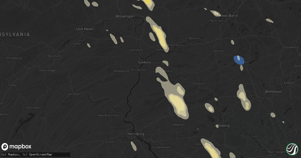 Hail map in Dornsife, PA on September 1, 2026