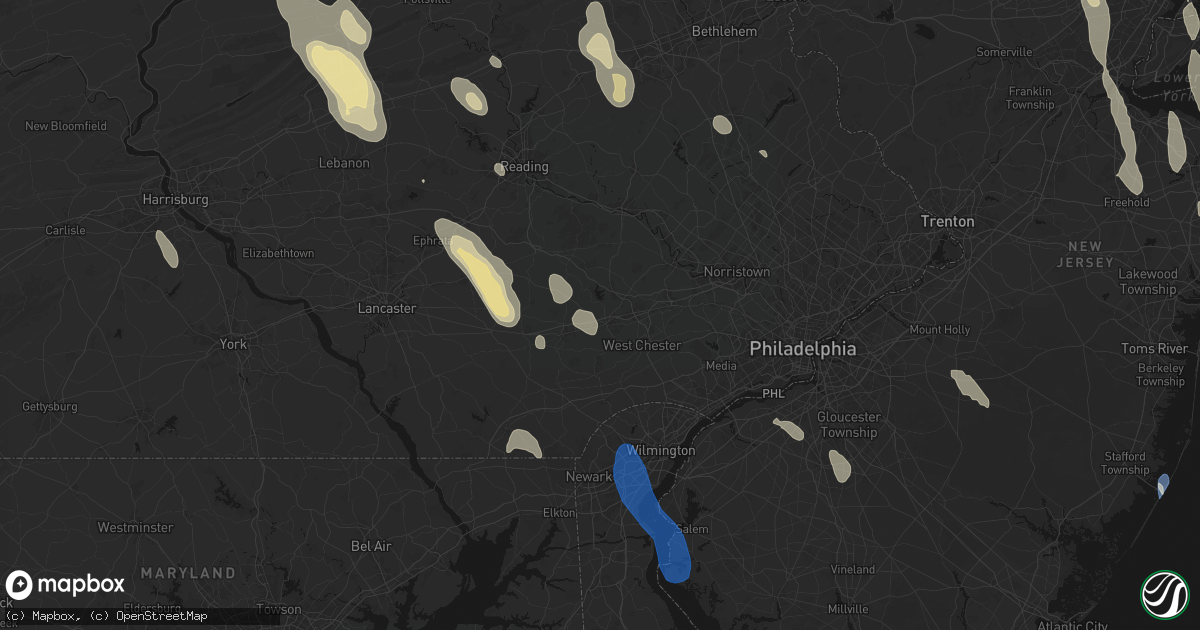 Hail map in Downingtown, PA on September 1, 2026