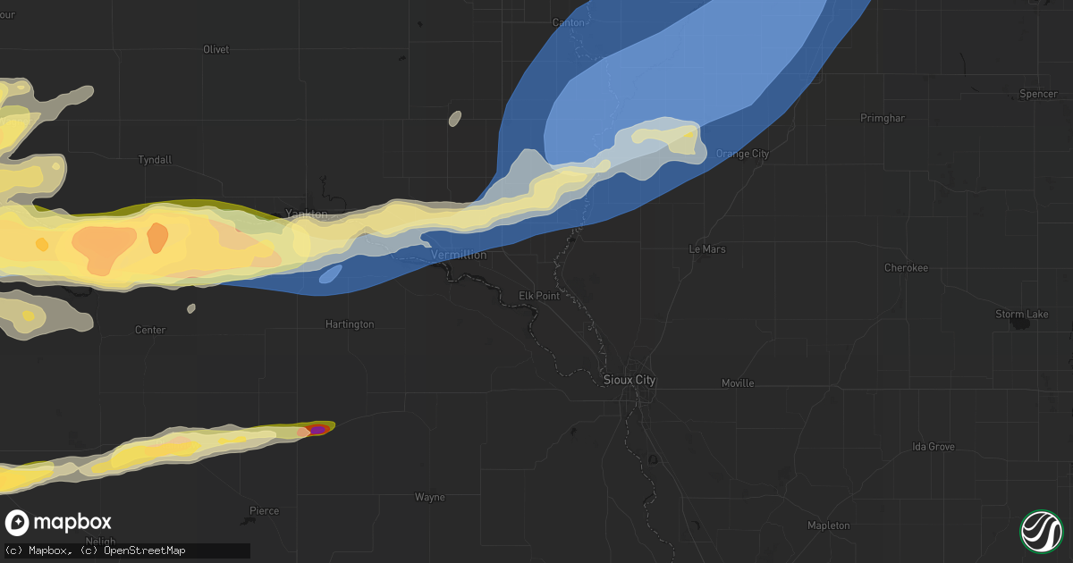 Hail map in Elk Point, SD on September 1, 2026