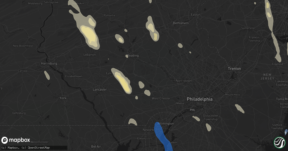 Hail map in Elverson, PA on September 1, 2026