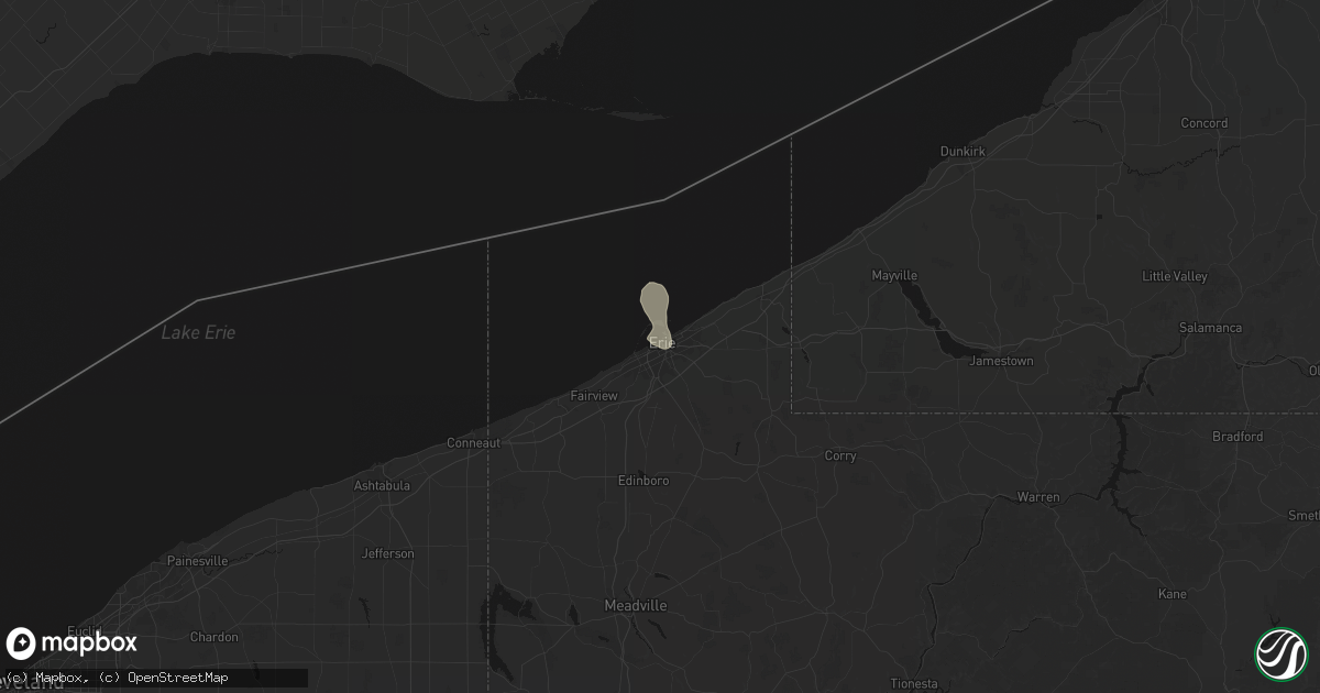 Hail map in Erie, PA on September 1, 2026