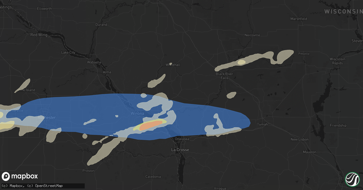 Hail map in Ettrick, WI on September 1, 2026