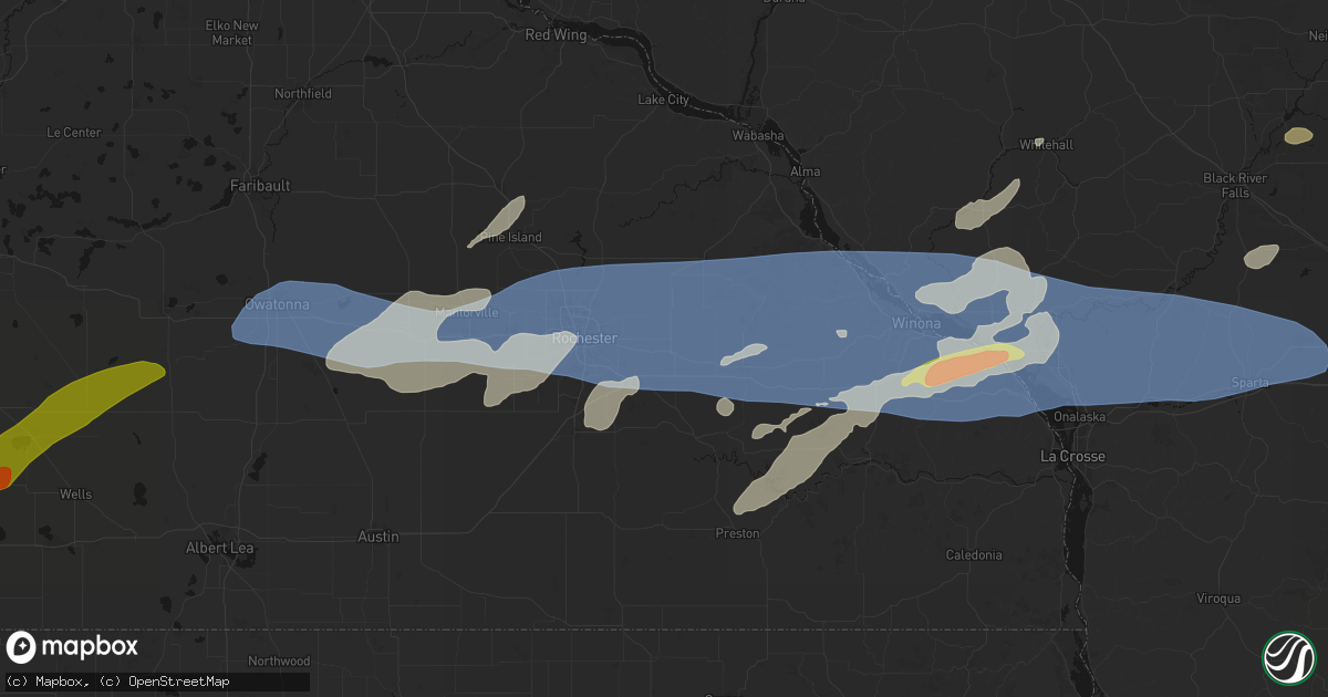 Hail map in Eyota, MN on September 1, 2026