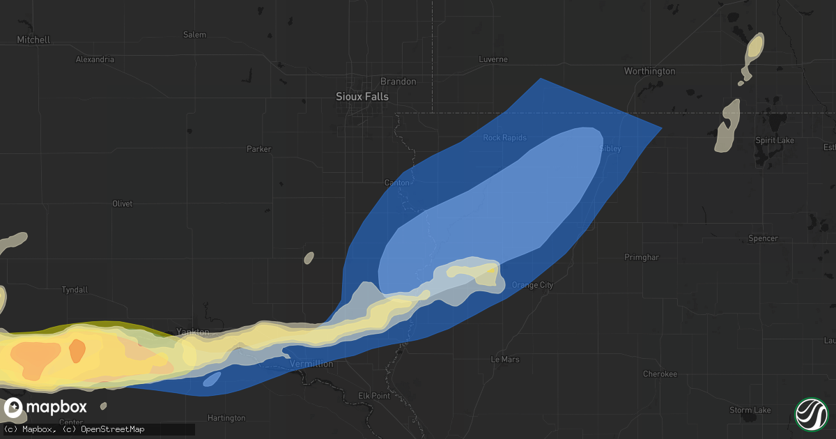 Hail map in Fairview, SD on September 1, 2026