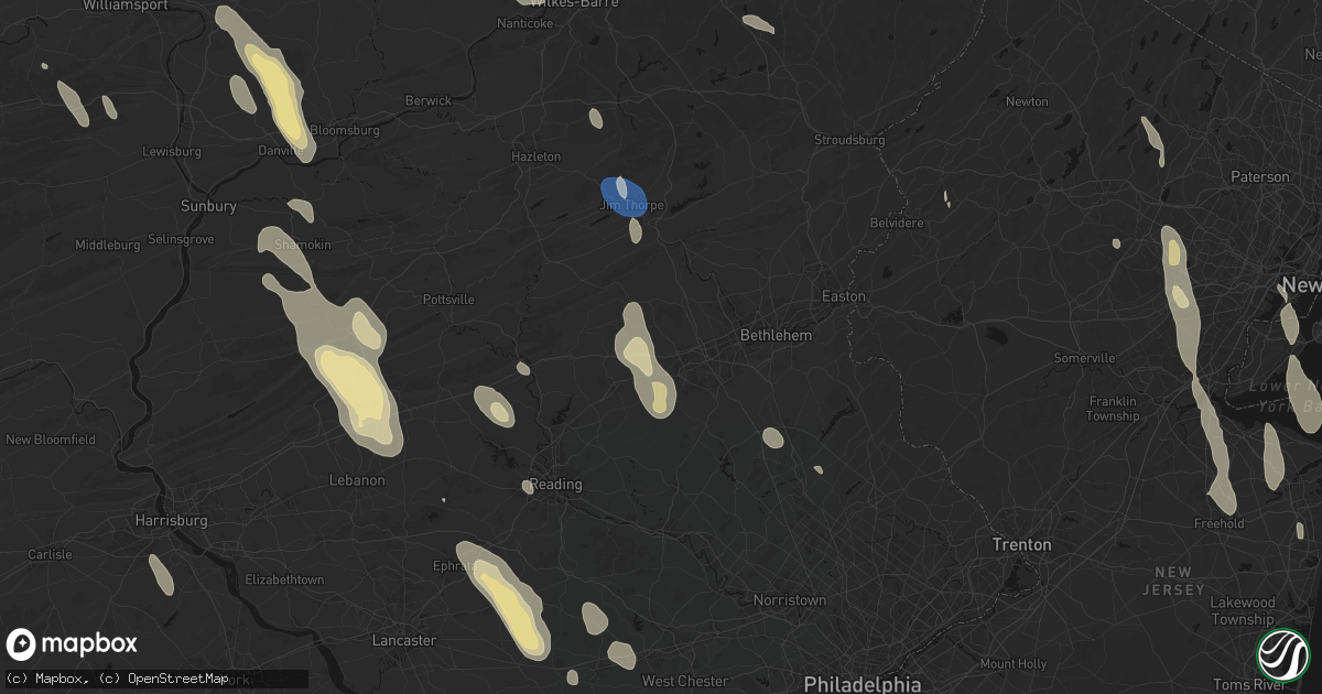 Hail map in Fogelsville, PA on September 1, 2026