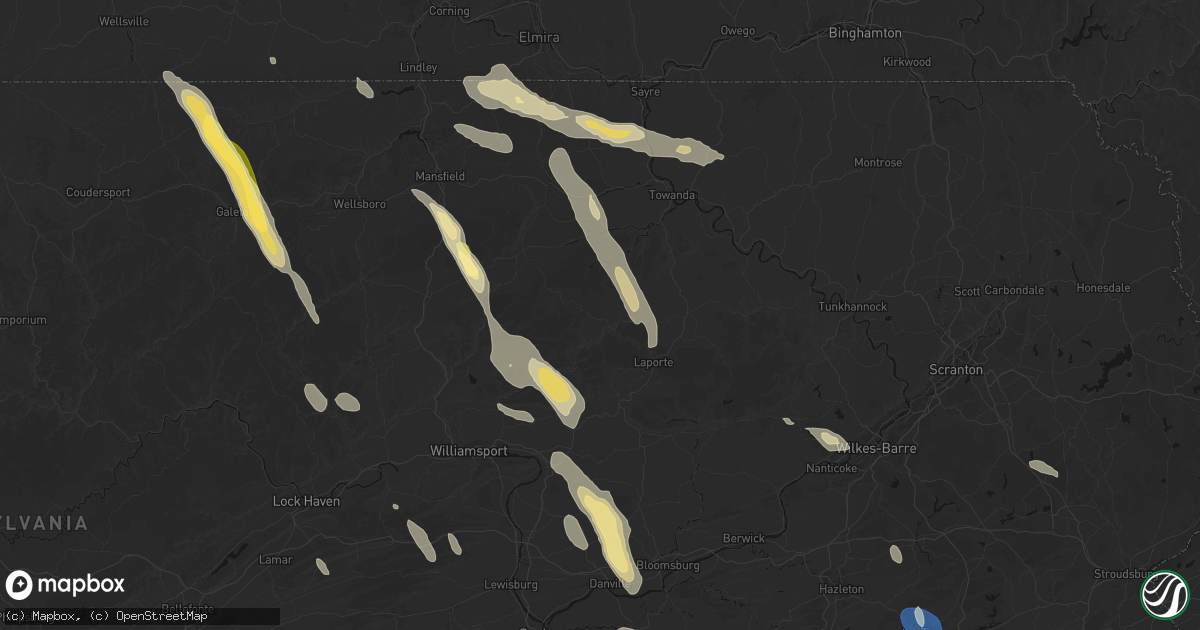 Hail map in Forksville, PA on September 1, 2026