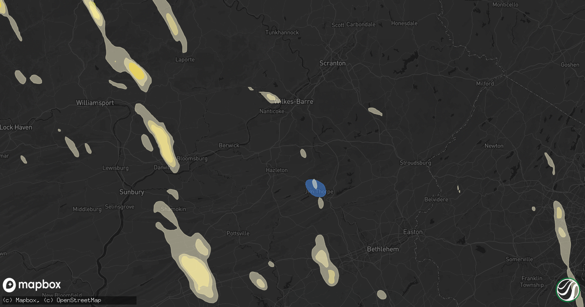 Hail map in Freeland, PA on September 1, 2026