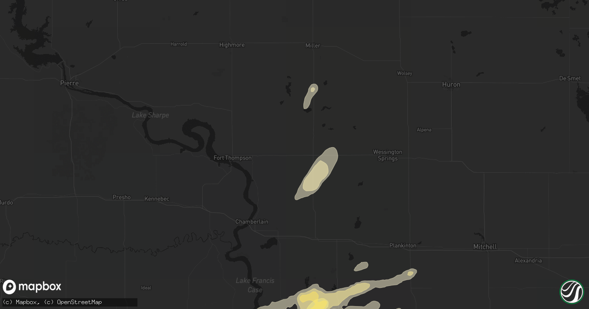 Hail map in Gann Valley, SD on September 1, 2026