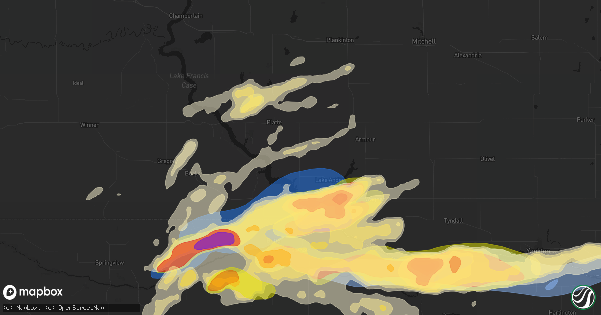 Hail map in Geddes, SD on September 1, 2026