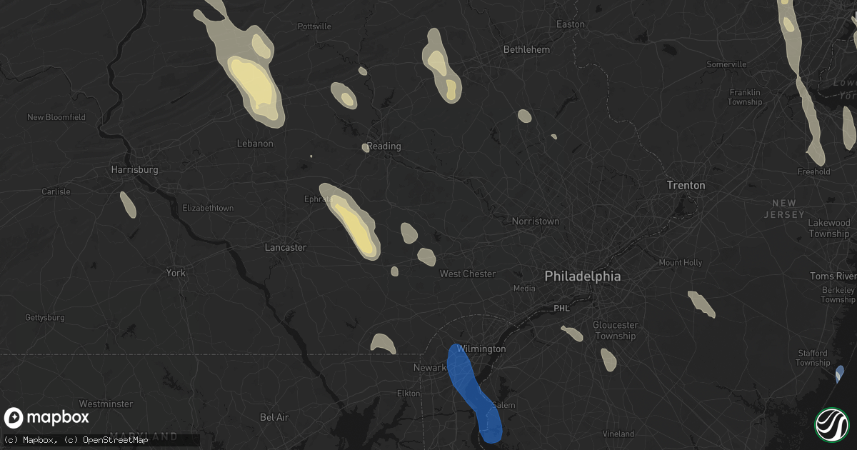 Hail map in Glenmoore, PA on September 1, 2026