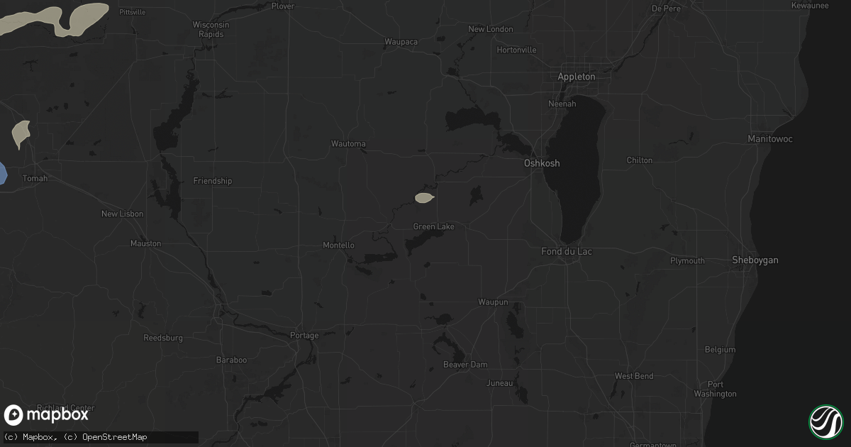 Hail map in Green Lake, WI on September 1, 2026