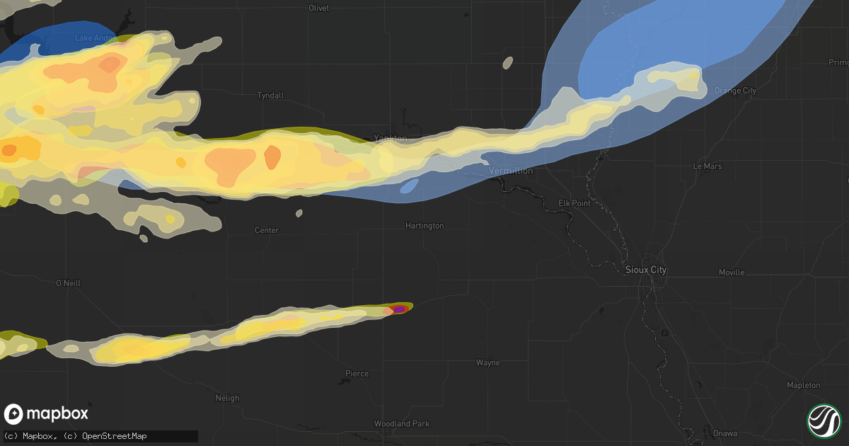 Hail map in Hartington, NE on September 1, 2026