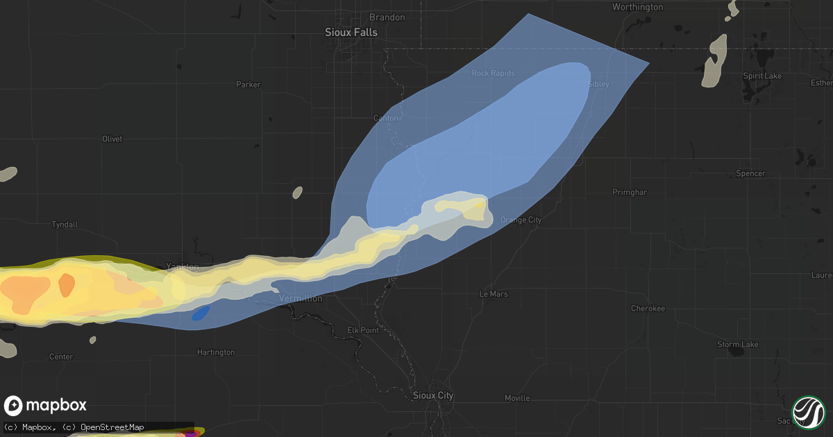 Hail map in Hawarden, IA on September 1, 2026