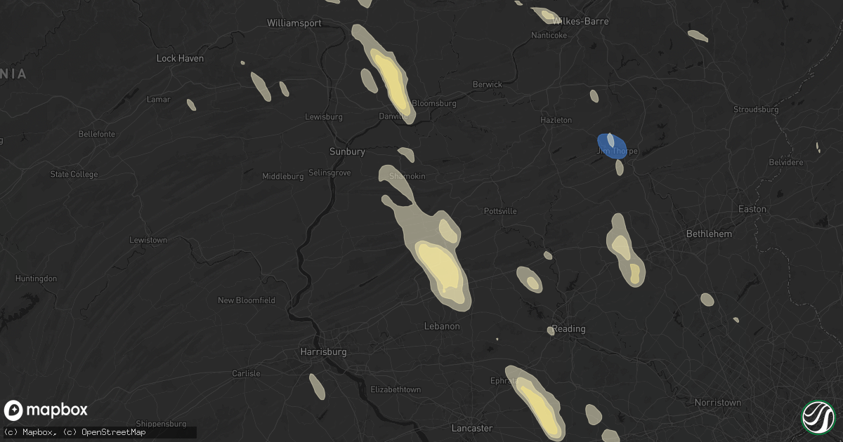 Hail map in Hegins, PA on September 1, 2026