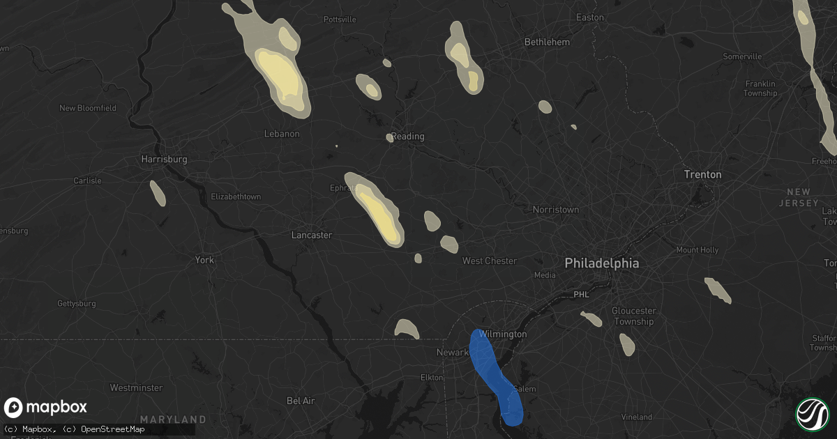 Hail map in Honey Brook, PA on September 1, 2026