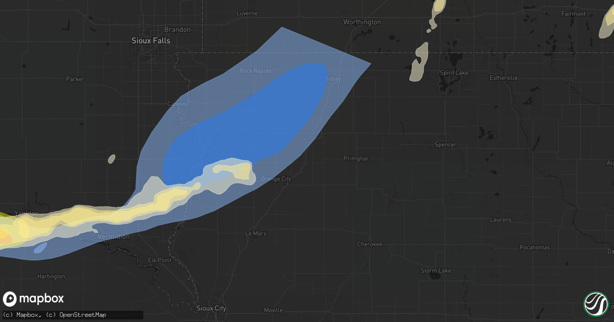 Hail map in Hospers, IA on September 1, 2026