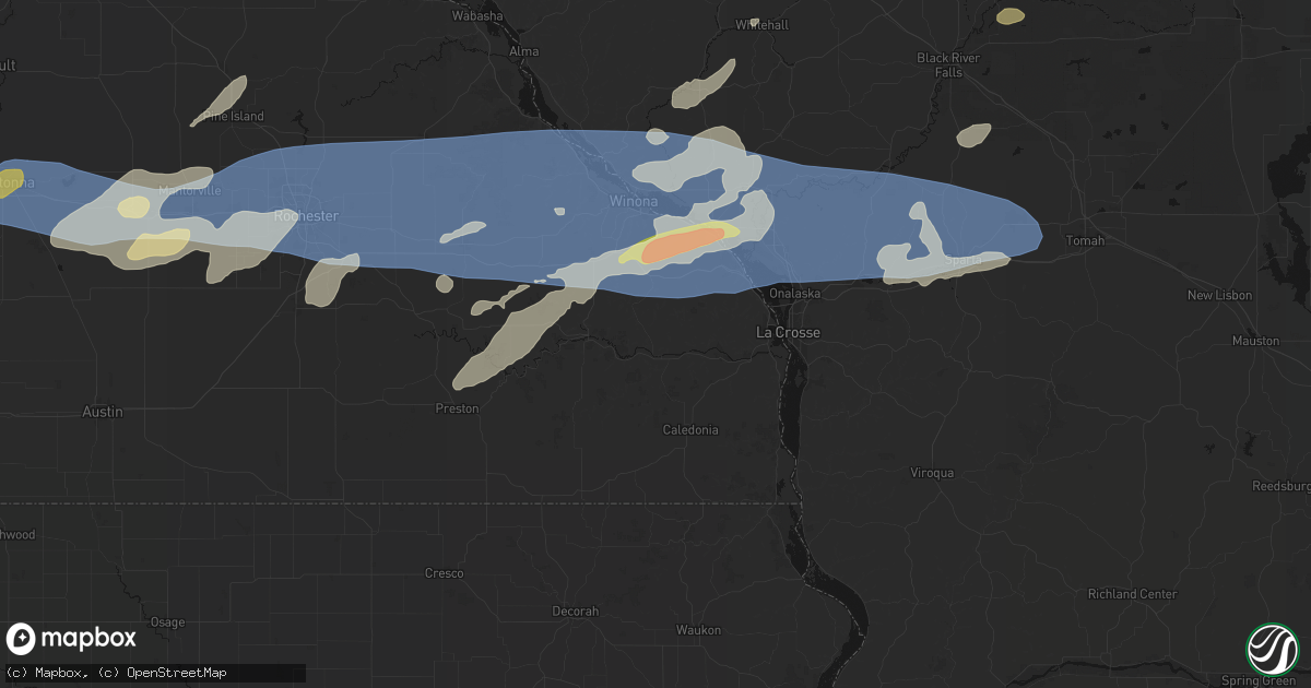 Hail map in Houston, MN on September 1, 2026