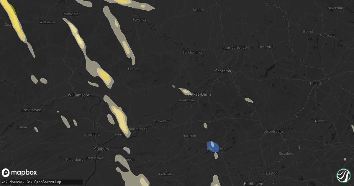 Hail map in Hunlock Creek, PA on September 1, 2026