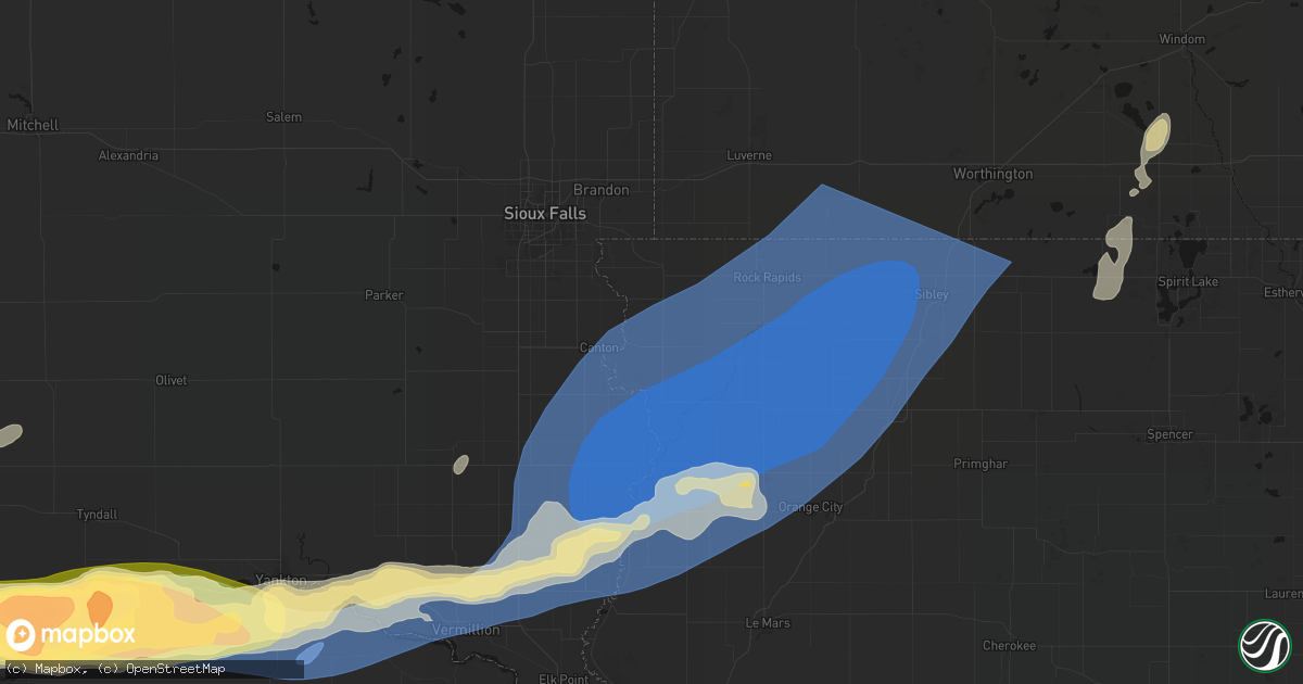 Hail map in Inwood, IA on September 1, 2026