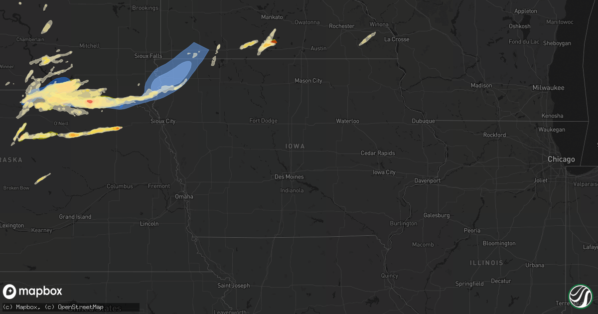 Hail map in Iowa on September 1, 2026