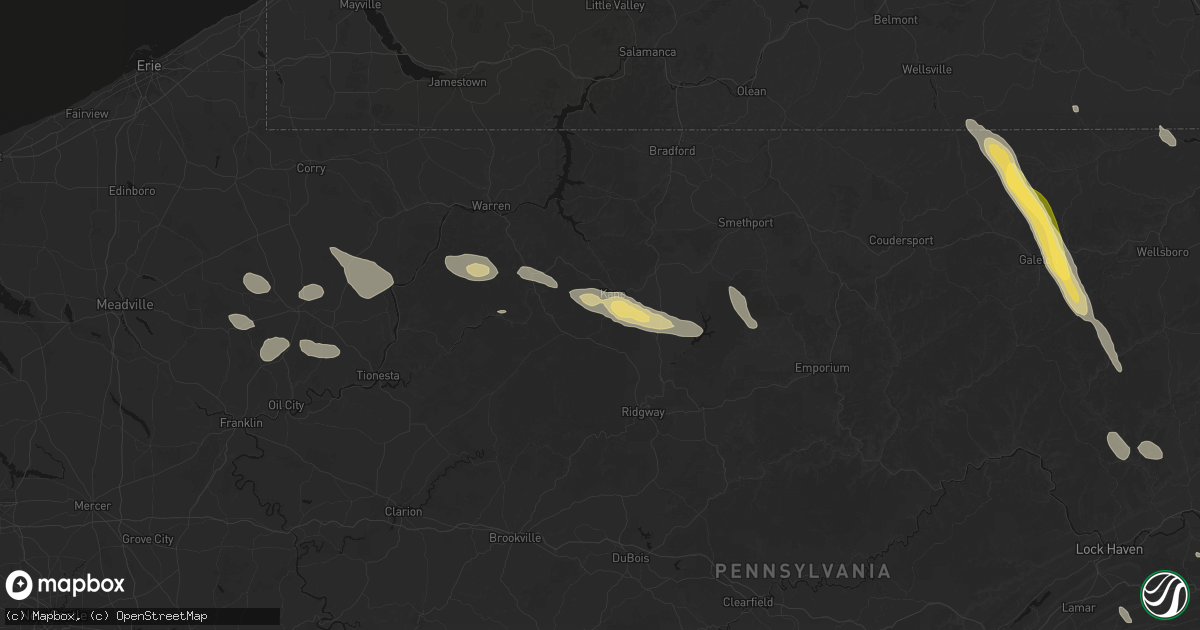 Hail map in James City, PA on September 1, 2026