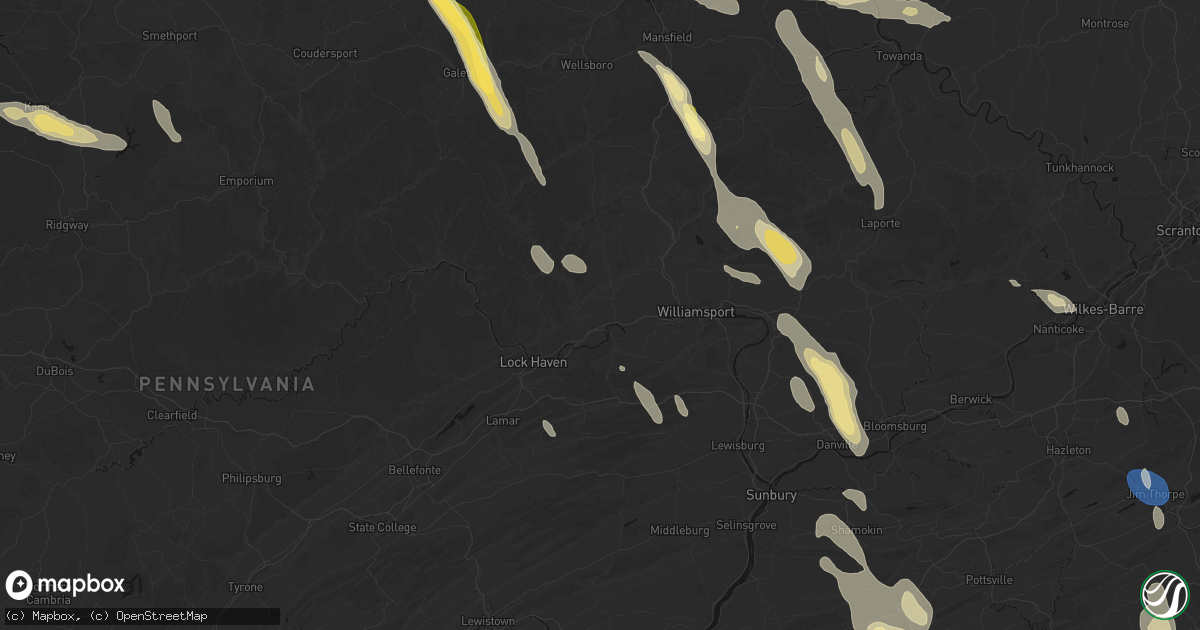 Hail map in Jersey Shore, PA on September 1, 2026