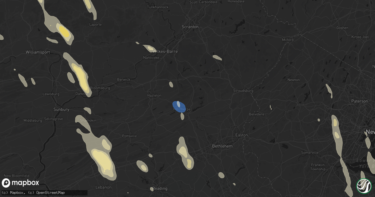 Hail map in Jim Thorpe, PA on September 1, 2026