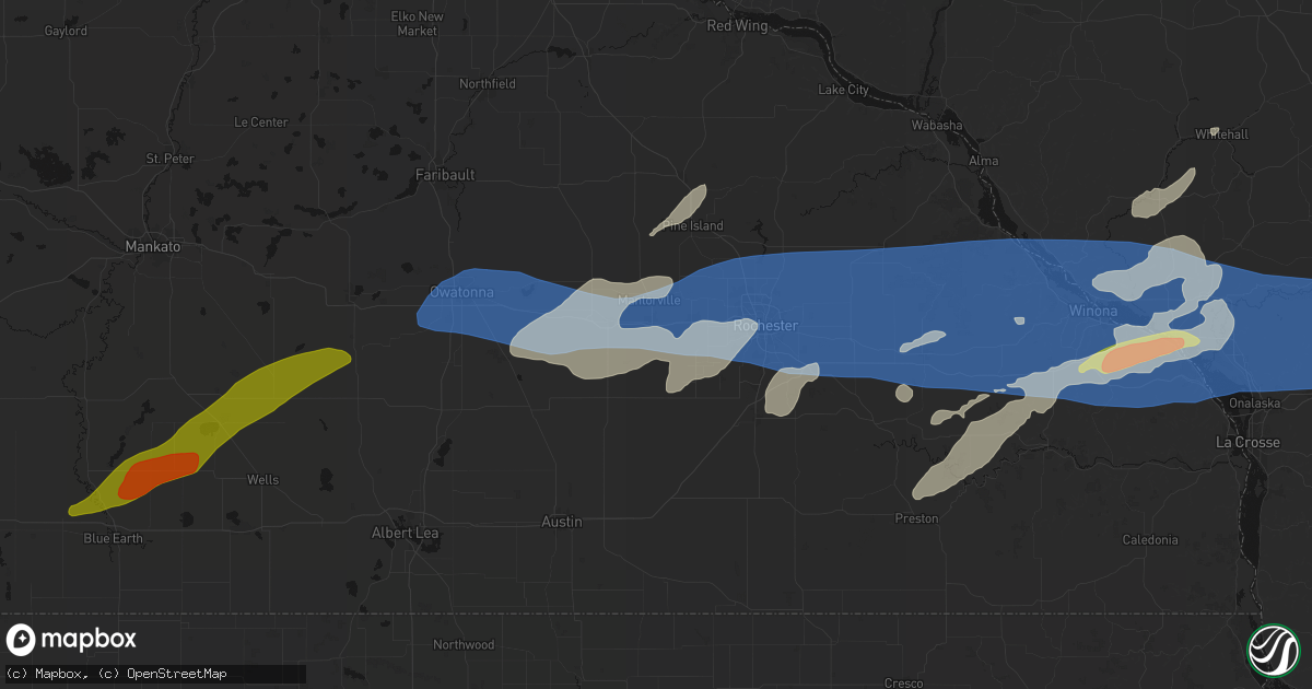 Hail map in Kasson, MN on September 1, 2026