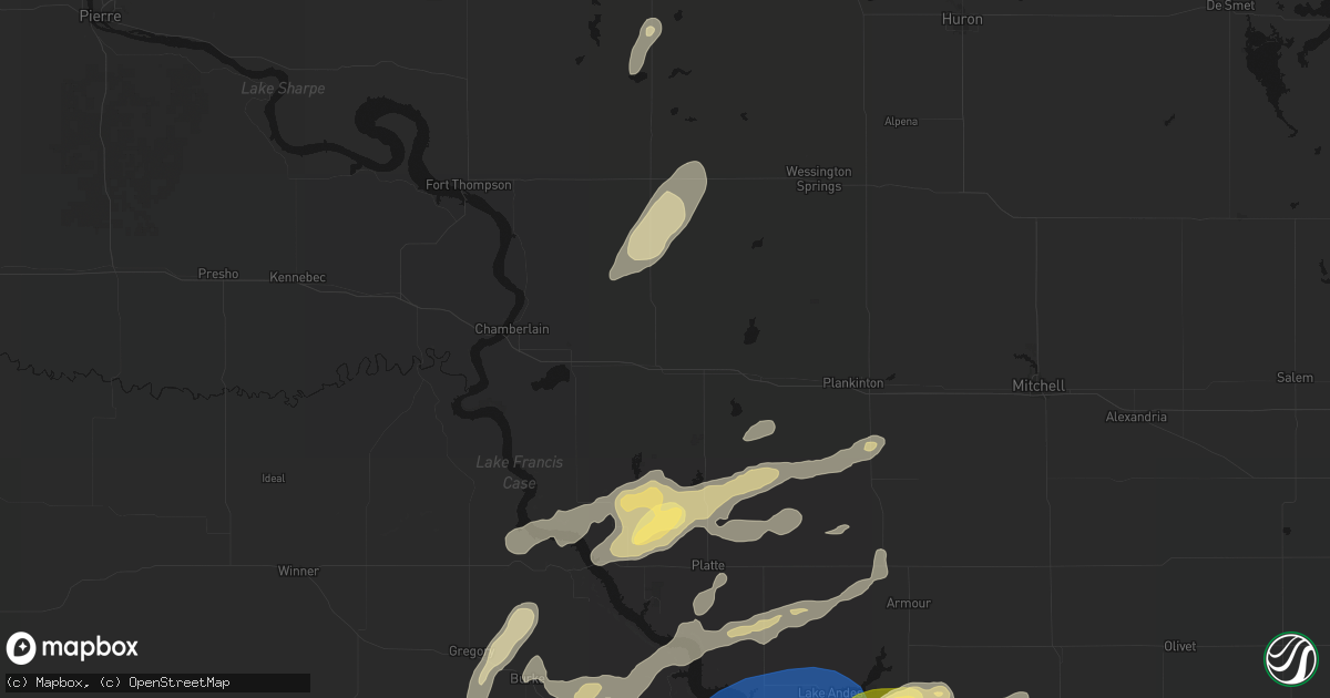 Hail map in Kimball, SD on September 1, 2026