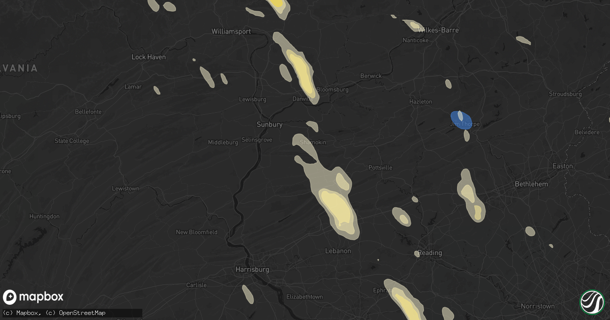 Hail map in Leck Kill, PA on September 1, 2026