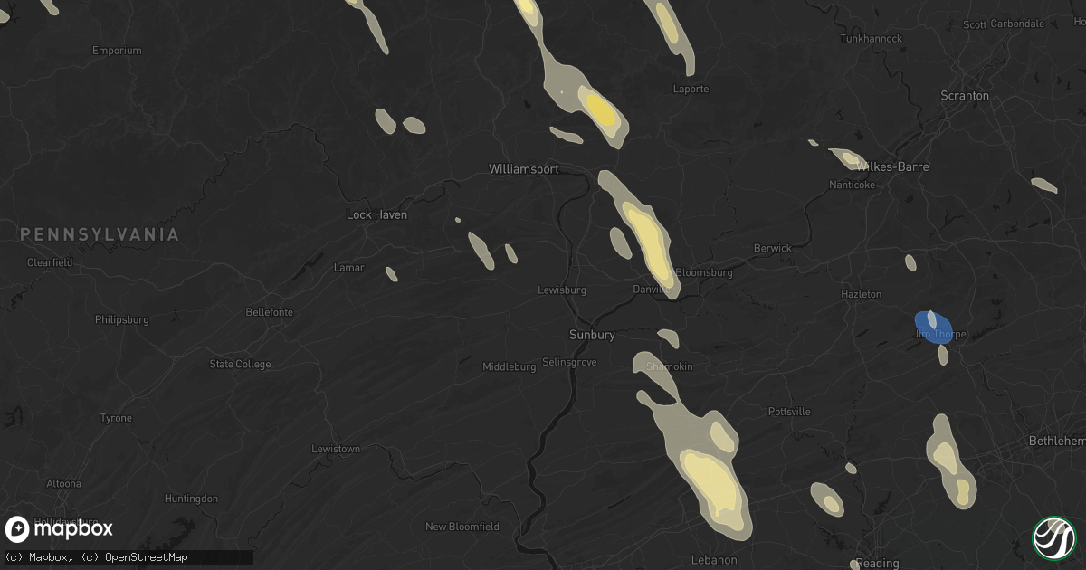 Hail map in Lewisburg, PA on September 1, 2026