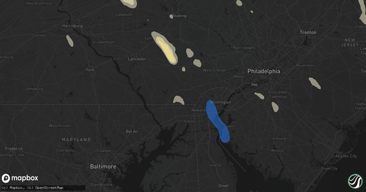 Hail map in Lincoln University, PA on September 1, 2026