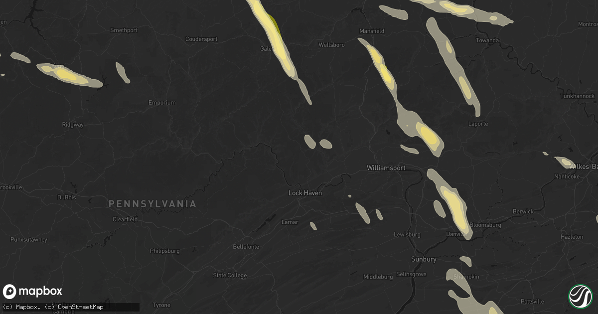 Hail map in Lock Haven, PA on September 1, 2026