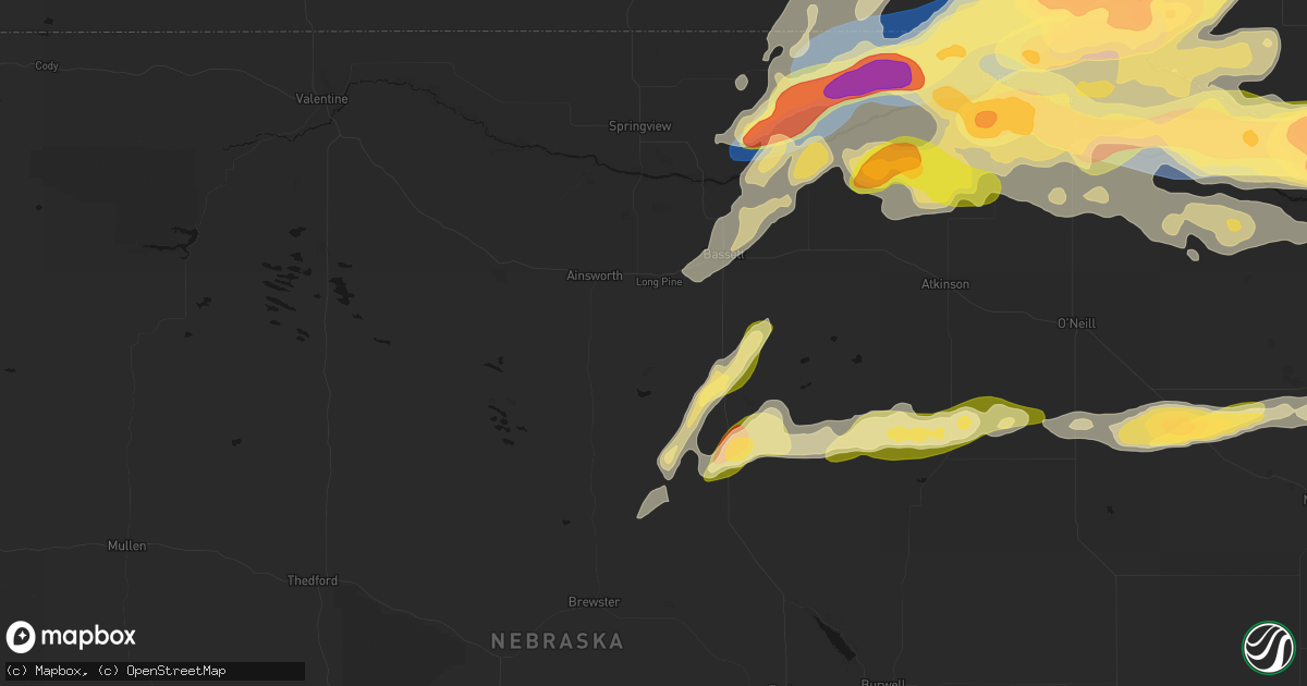Hail map in Long Pine, NE on September 1, 2026