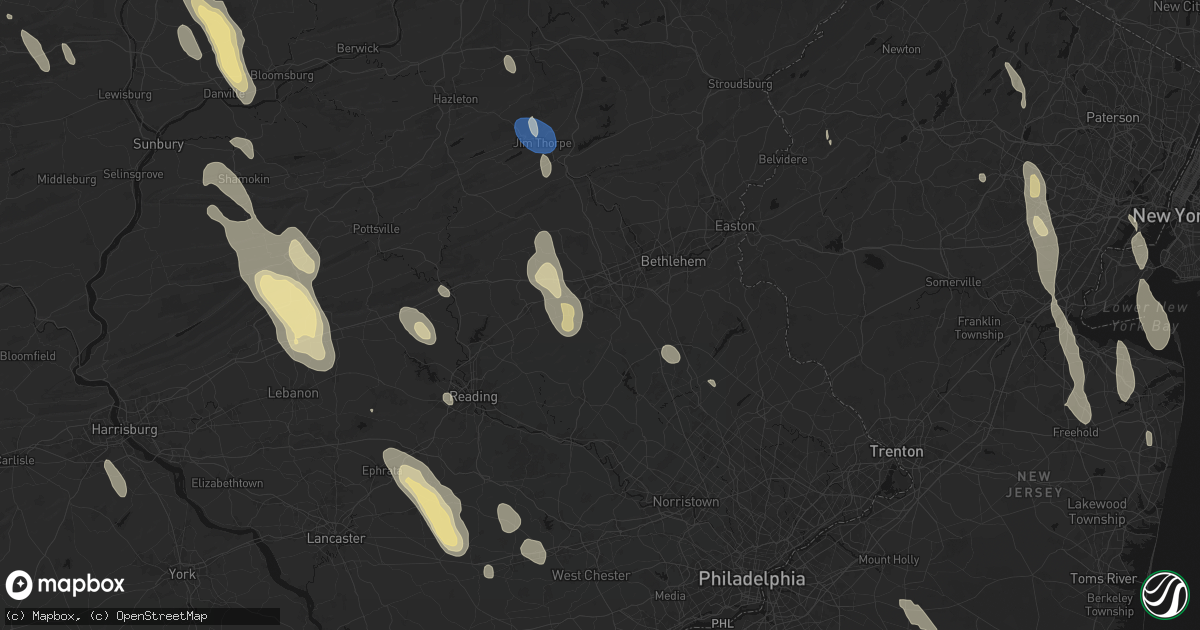 Hail map in Macungie, PA on September 1, 2026