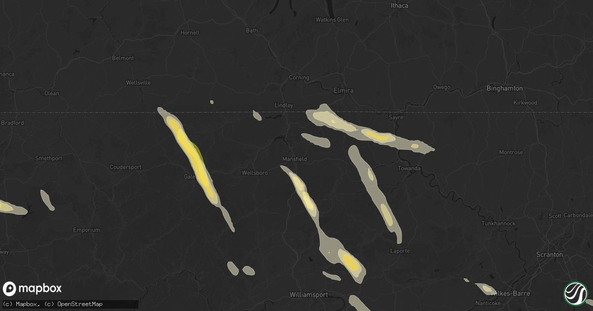 Hail map in Mansfield, PA on September 1, 2026