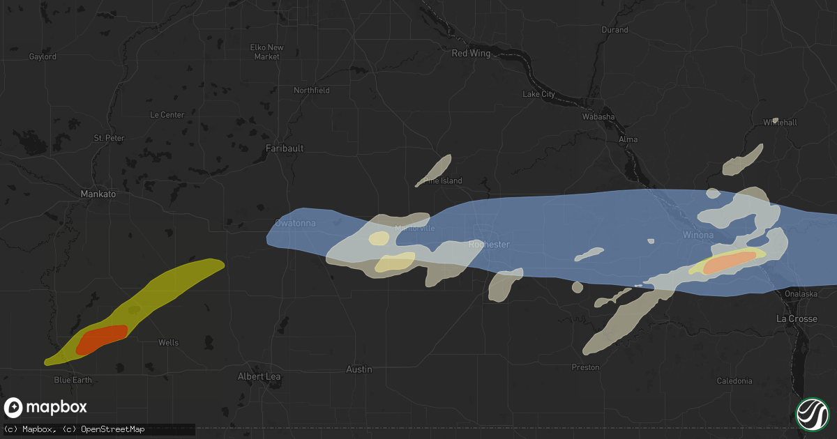 Hail map in Mantorville, MN on September 1, 2026