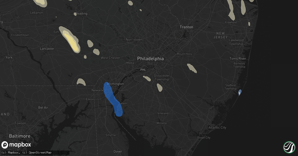 Hail map in Mantua, NJ on September 1, 2026