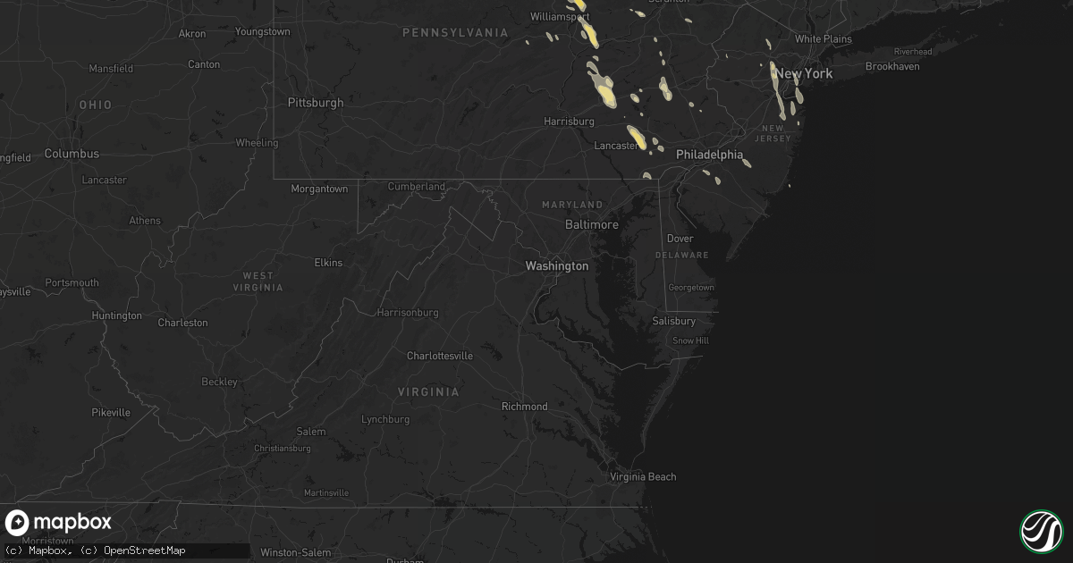 Hail map in Maryland on September 1, 2026