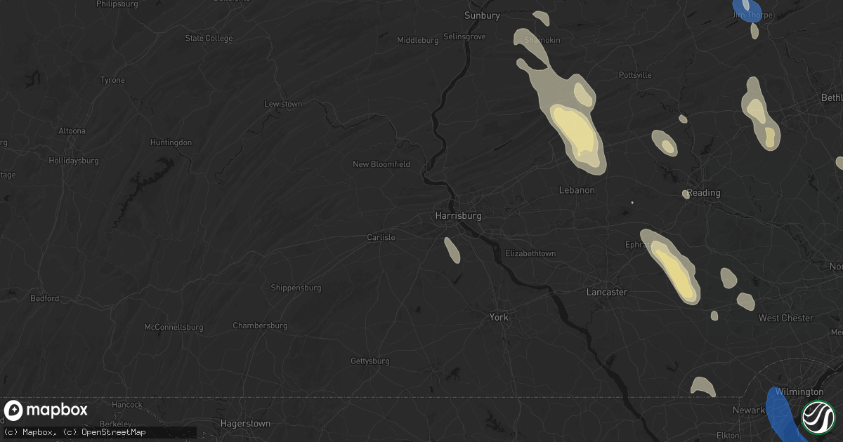 Hail map in Mechanicsburg, PA on September 1, 2026