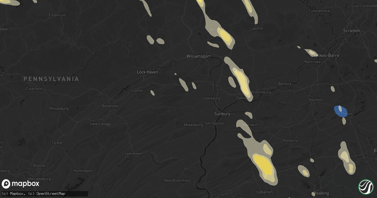 Hail map in Mifflinburg, PA on September 1, 2026
