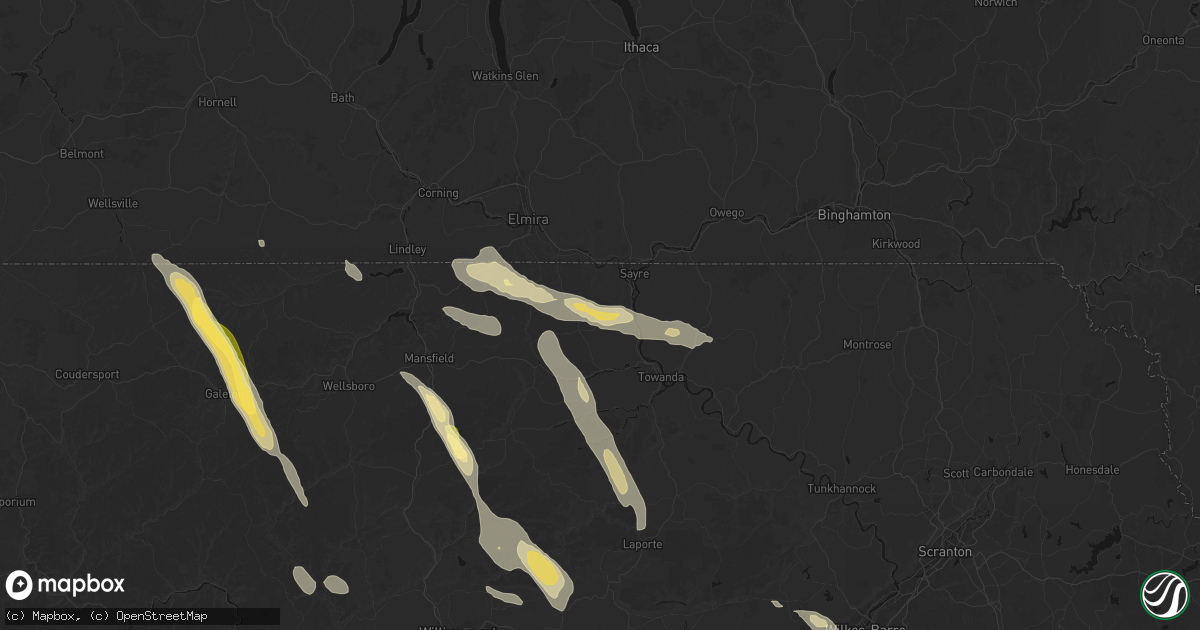Hail map in Milan, PA on September 1, 2026