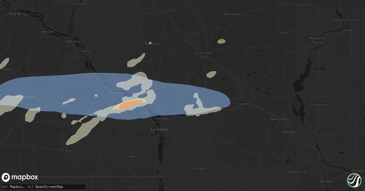 Hail map in Mindoro, WI on September 1, 2026