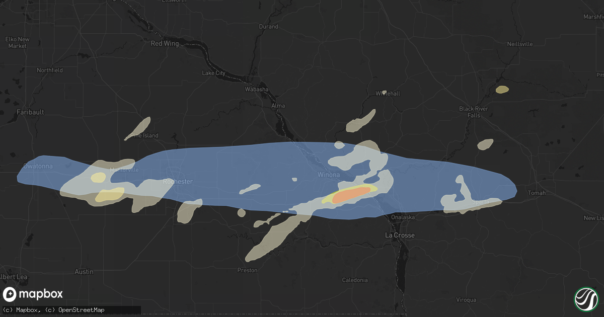Hail map in Minnesota City, MN on September 1, 2026