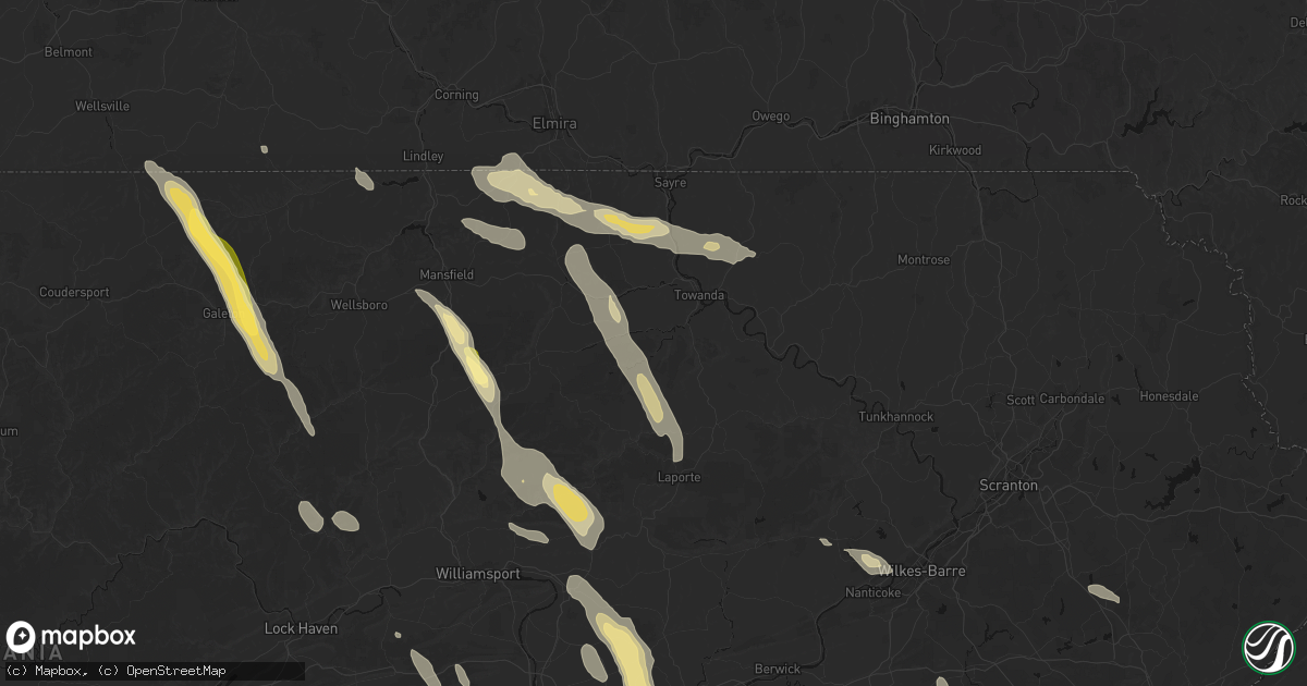 Hail map in Monroeton, PA on September 1, 2026